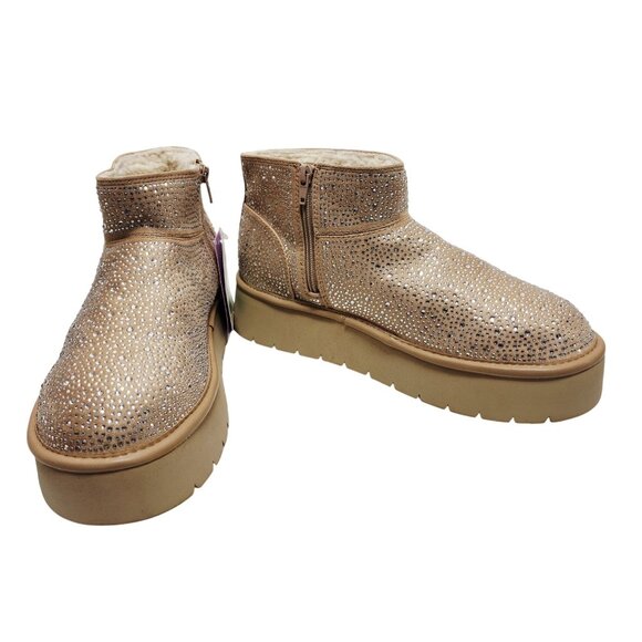 Wild Fable Womens Gold Glitter Studded Shearling-Lined Ankle Boots Size 10 - Picture 5 of 11